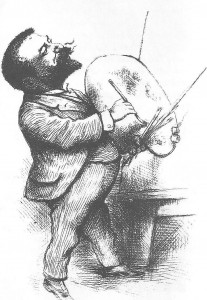 Self-portrait for Christmas Card_Thomas Nast 1884 Pen and Ink Collection of Macculloch Hall Historical Museum. Morristown, NJ